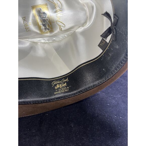 Vintage DOBBS GOLDEN COACH GUILD EDGE Brown FEDORA HAT SIZE 7 1/4 - Picture 6 of 7